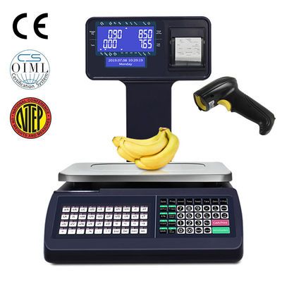 Cina Supermarket Label Printing Scale Digital Barcode Timbangan Cash Register Skala 6 15 30kg pemasok