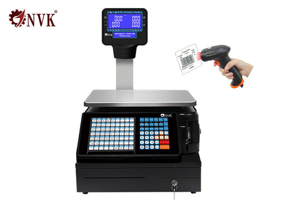 30kg Supermarket Elektronik Barcode Label Printing Timbangan Dengan RS232 Interface